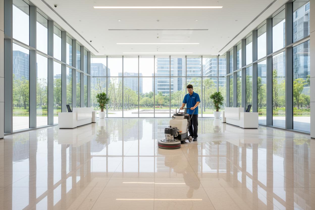 Professional floor cleaning machine polishing commercial floor